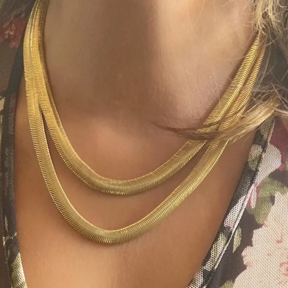 Layered snake chain 14k gold necklace chain/Manifestin good fortune/crown chakra - Picture 7 of 12